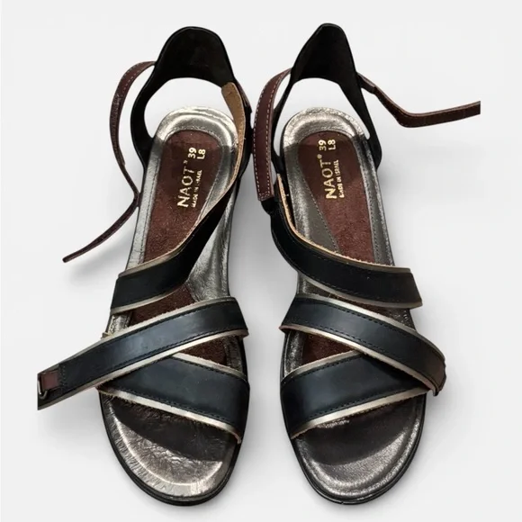 ✨NWOT Naot Gesture Wedge Sandals Women’s Leather 3” Heel Sz 39 US 8 - Picture 10 of 10